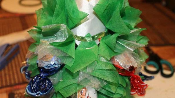 елка из шампанского и конфет