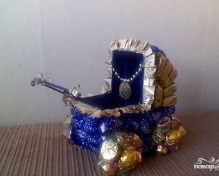 Коляска из конфет