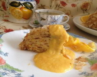 Блинный тортик с кремом из апельсинов и сгущенки