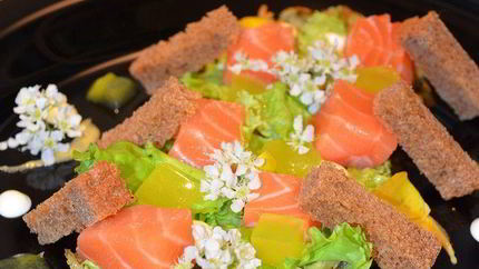 Лосось на картофельном дранике