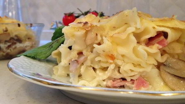 фестонате с фрикадельками в сливках и под сыром