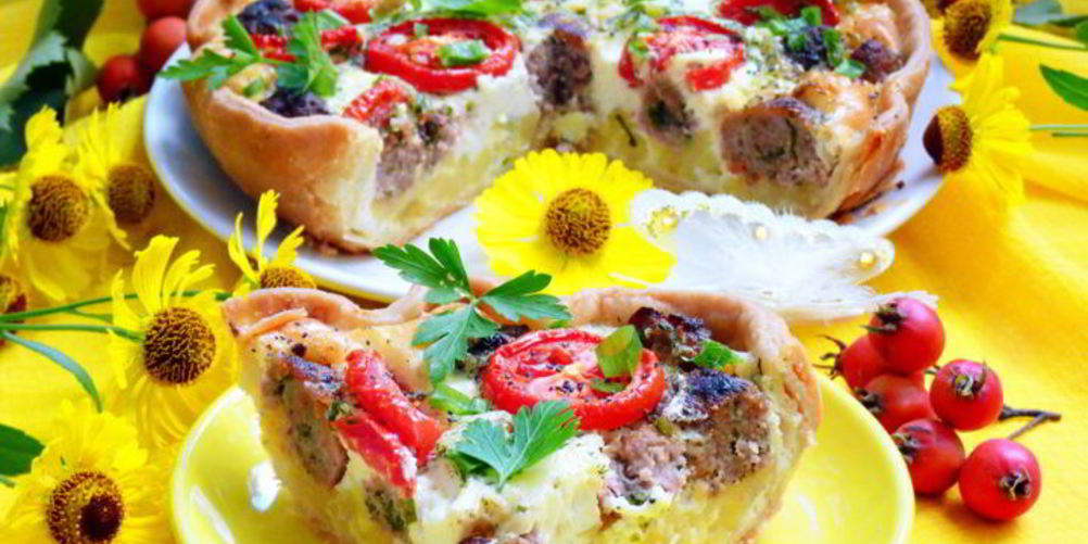 Рецепт киша с фрикадельками