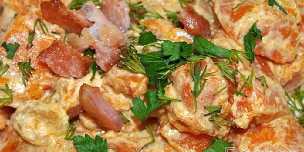 Рецепт гарнира из тыквы со сметаной к мясу