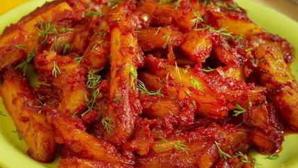 Картофель в остром томатном соусе