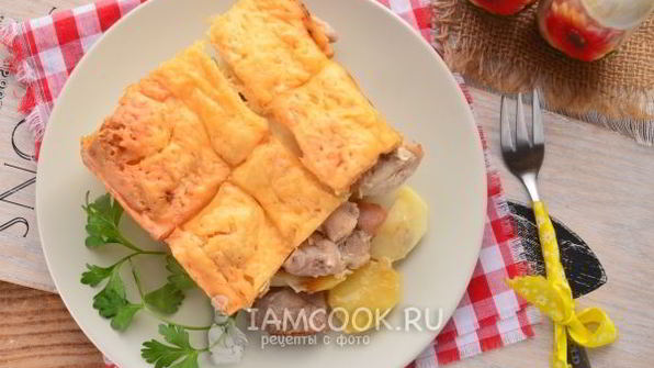 картошка с курицей, сыром и майонезом в духовке
