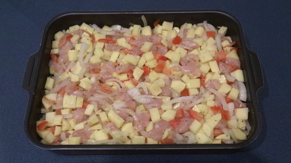 молодой картофель с курицей