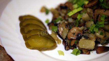 Жареный картофель с королевскими шампиньонами