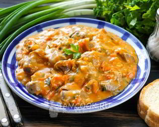 Гуляш из куриных желудков