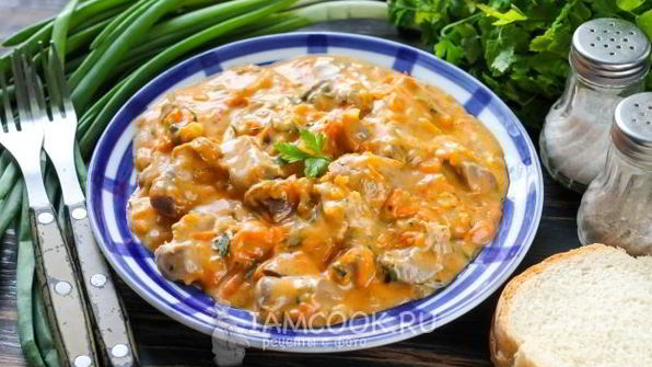 гуляш из куриных желудков