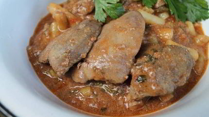 Гуляш из печени куриной