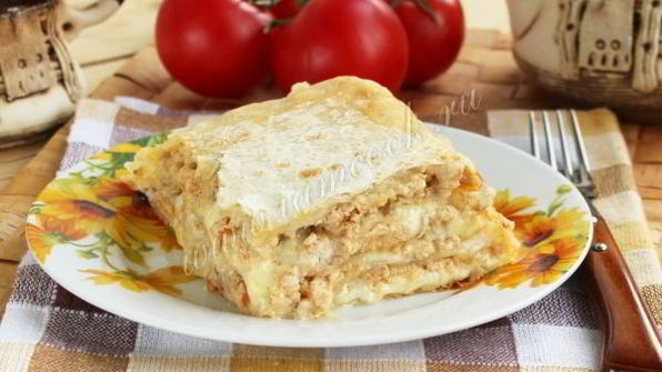 лазанья из лаваша с фаршем