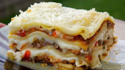 Лазанья с фаршем и овощами