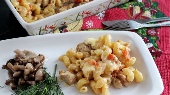 макароны с курицей в духовке запеченные