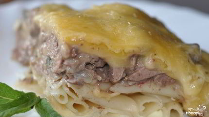 Макароны с ливерной колбасой