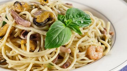 Паста с морепродуктами в сливочном соусе