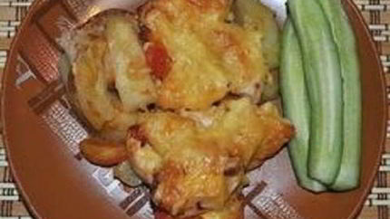 Мясо по-французски с курицей