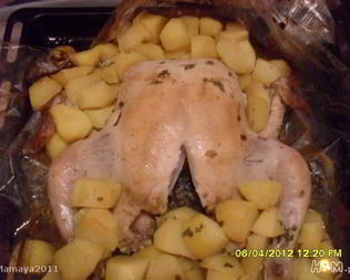 Курица с картофелем, запеченные в рукаве