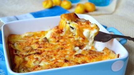 Ньокки-суфле под грибным соусом бешамель