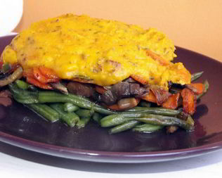 Зеленая фасоль под тыквенным соусом