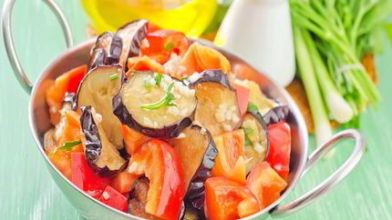 Жареные баклажаны с болгарским перцем