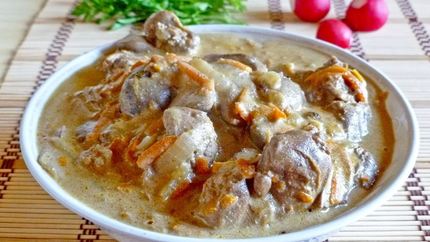 Куриная печень в сметане в мультиварке