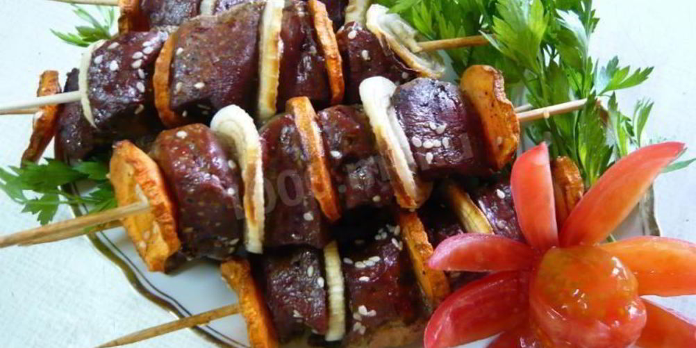 Рецепт печени на шпажках