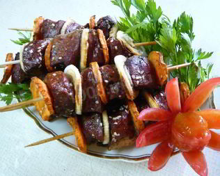 Печень на шпажках