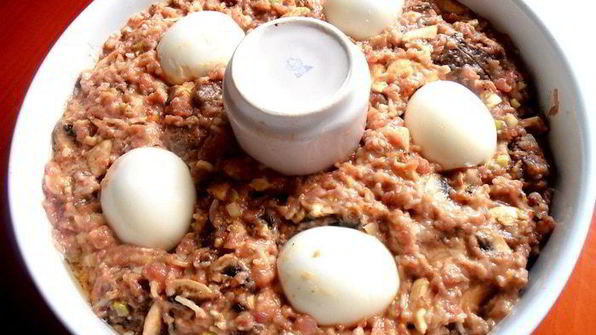 воскресное мясное кольцо с печенью и грибами