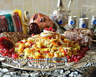 Королевский персидский плов с люля-кебабом из баранины