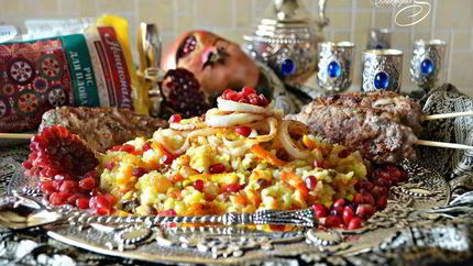 Королевский персидский плов с люля-кебабом из баранины