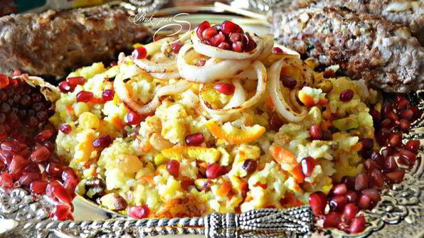 королевский персидский плов с люля-кебабом из баранины