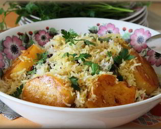 Персидский сладкий плов с картофелем