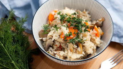 Постный плов с грибами