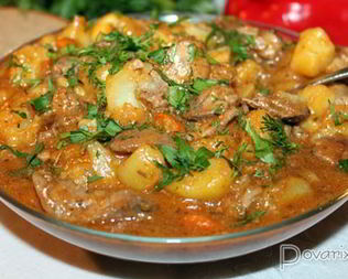 Рагу из потрошков курицы