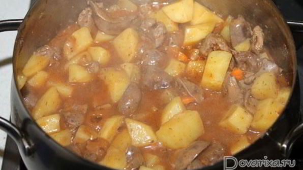 рагу из потрошков курицы