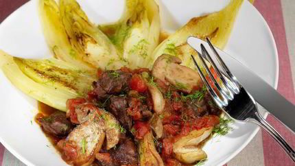 Рагу из утки с белыми грибами