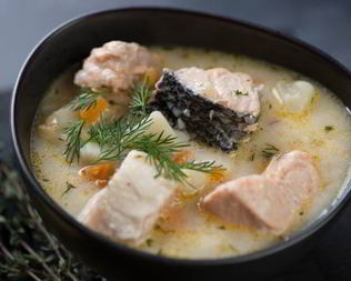 Рагу с лососем и треской