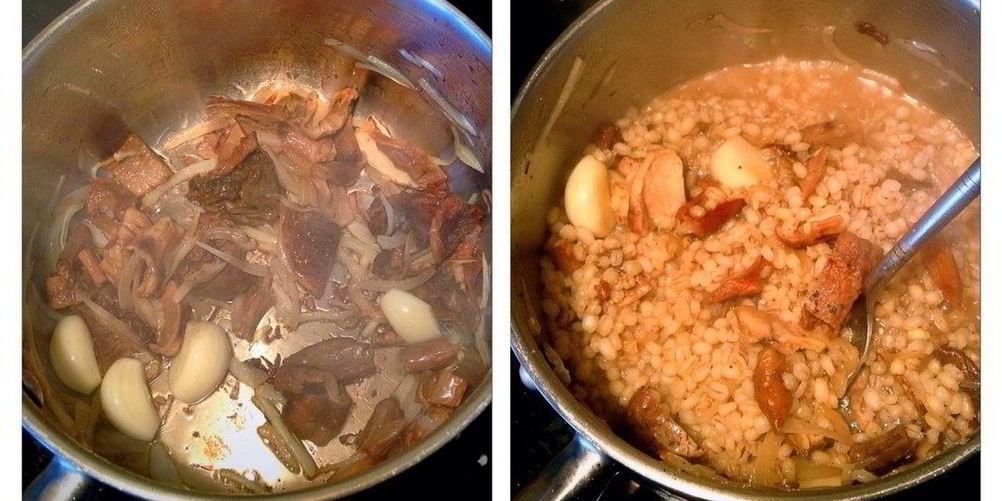 Рецепт ризотто из перловой крупы с белыми грибами