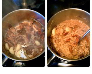 Ризотто из перловой крупы с белыми грибами