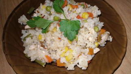 Ризотто с курицей и замороженными овощами