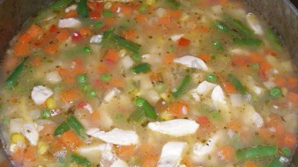 ризотто с курицей и замороженными овощами