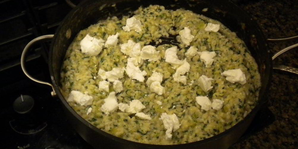 Рецепт ризотто со шпинатом и козьим сыром