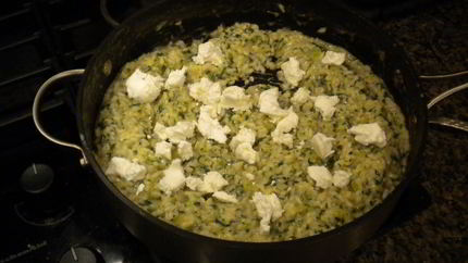 Ризотто со шпинатом и козьим сыром