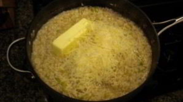 ризотто со шпинатом и козьим сыром