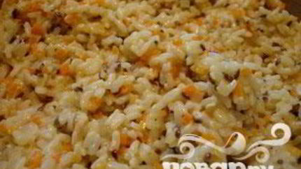 Сливочное ризотто с кубиками овощей и семенами льна