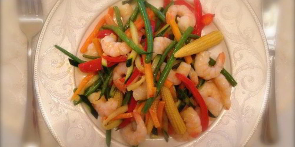 Рецепт креветок с овощами