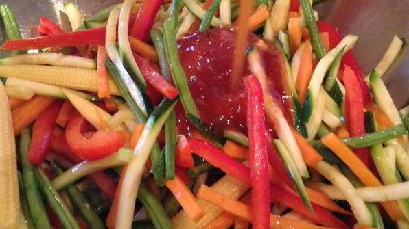 креветки с овощами