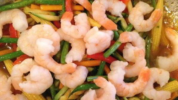 креветки с овощами