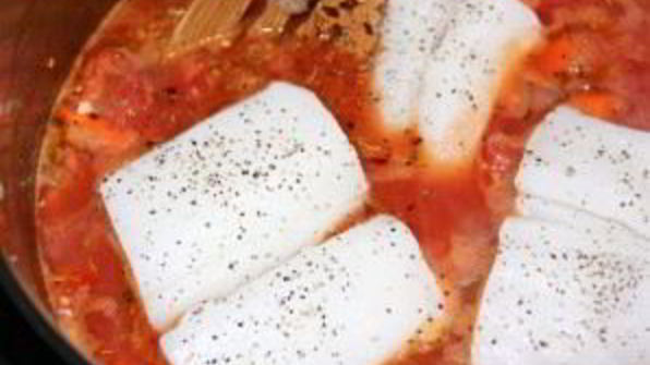 морской окунь с овощным рагу