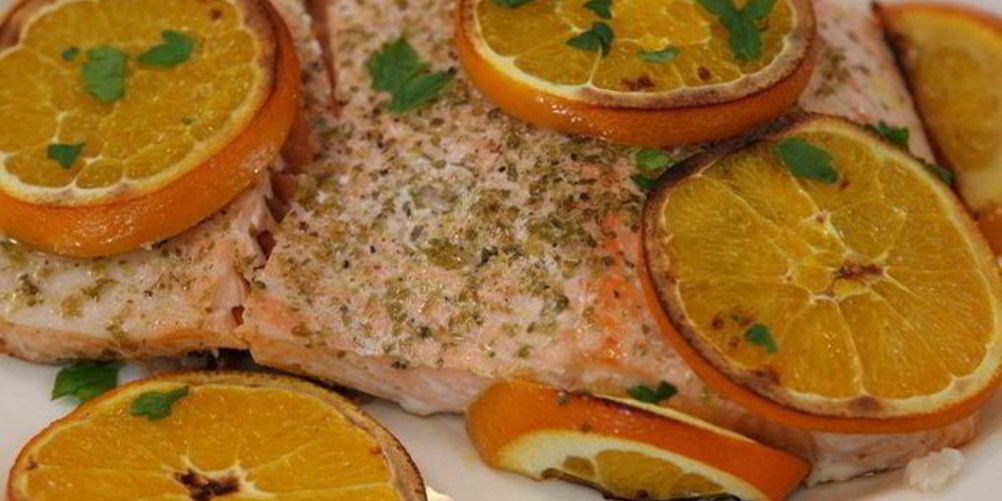 Рецепт семги, запеченной с апельсинами